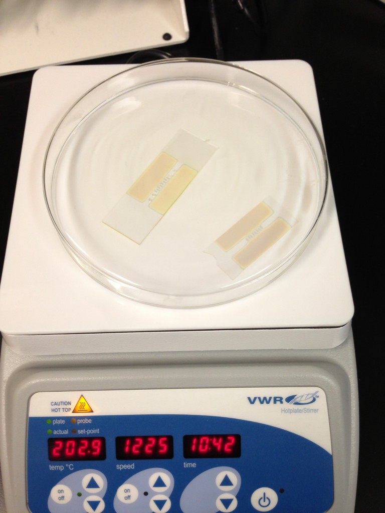 Hotplate Anneal Attempt of ITO Electrode (failed). 
