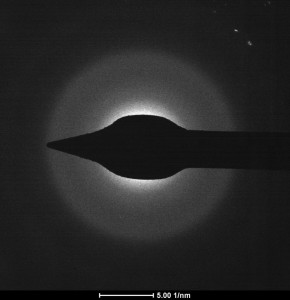 Diffraction from featherless area that surrounds pores