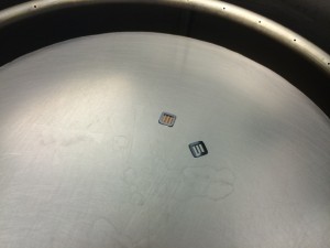 Gold nanomembranes post etch are reddish, viewed off axis