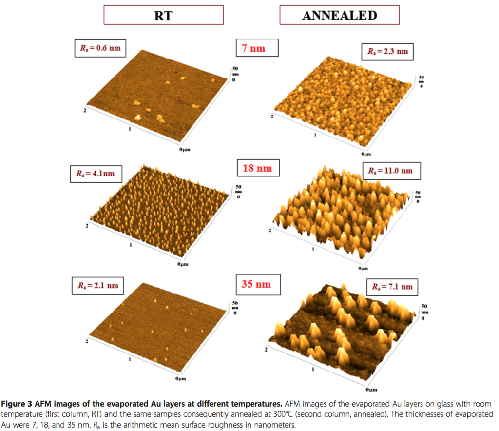 Au nanoparticles seem to have an even distribution on a a flat surface.